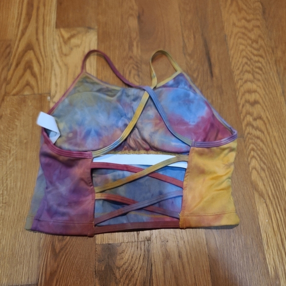Tie-Dye Gym Workout Long Line Crop Top Sports Bra - Picture 2 of 2